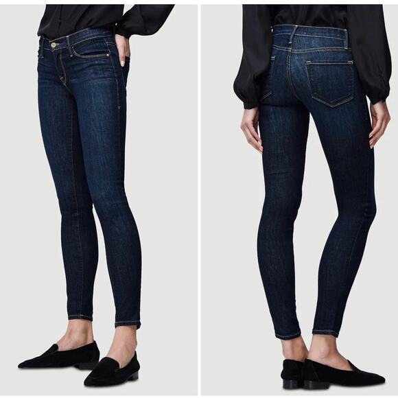 FRAME Denim Le Skinny De Jeanne Size 26 Queens Way Dark Wash 7/8 High Rise - Picture 1 of 8